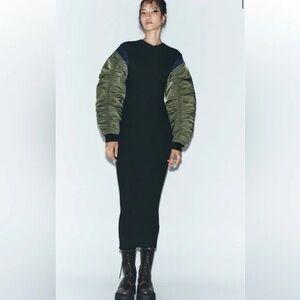 Black Dress with Green Sleeves